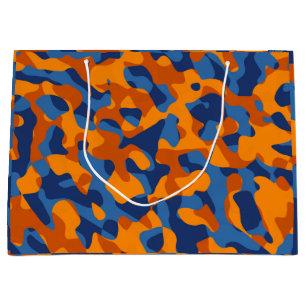 Blaues Orange Camouflage Druckmuster Große Geschenktüte