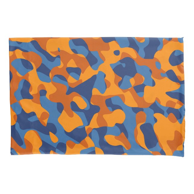 Blaues Orange Camouflage Druckmuster Kissenbezug (Vorderseite)