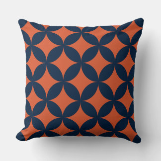 Blaues Orange Geometrie Muster Kissen