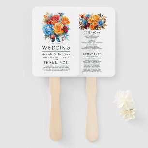 Blaues, oranges, gelbes und rotes Blumenhochzeitsp Fächer