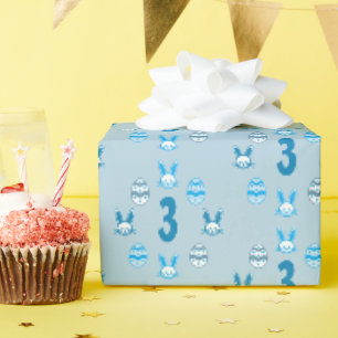 Blaues Ostern 3. Geburtstag Geschenkpapier