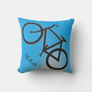 Blaues Outdoor-personalisiertes Monogramm auf dem  Kissen Für Draußen