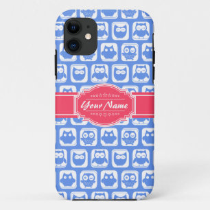 Blaues Owl Hot Pink Personalisierter Name title_seo2