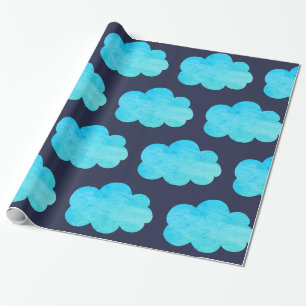 Blaues Packpapier mit Wolken