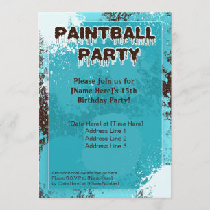 Blaues Paintball-Party laden ein Einladung