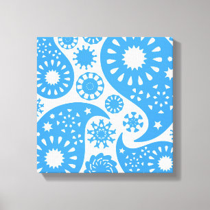 Blaues Paisley Leinwanddruck