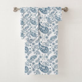 Blaues Paisley-Muster Badetuch Set