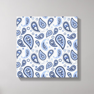 Blaues Paisley-Muster Leinwanddruck