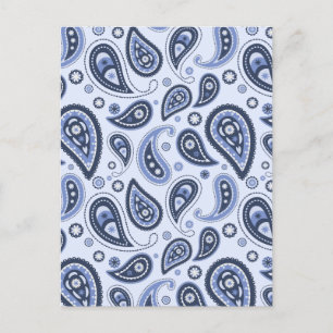 Blaues Paisley-Muster Postkarte