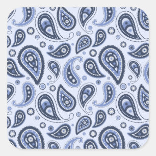 Blaues Paisley-Muster Quadratischer Aufkleber