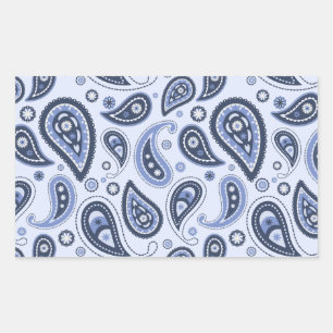 Blaues Paisley-Muster Rechteckiger Aufkleber
