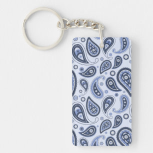 Blaues Paisley-Muster Schlüsselanhänger