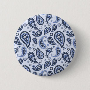 Blaues Paisleymuster Button