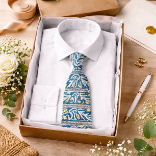 Blaues Paisleymuster Klassischer Eleganter Stil Vi Krawatte