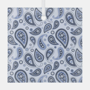 Blaues Paisleymuster Ornament Aus Glas