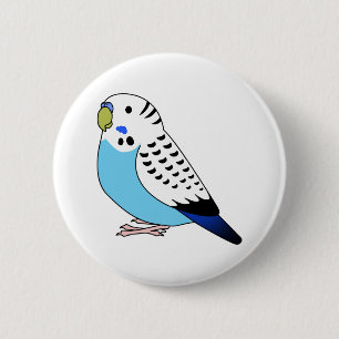 Blaues Papageiensittich zeichnend Cartoon Button