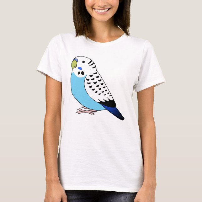 Blaues Papageiensittich zeichnend Cartoon T-Shirt (Vorderseite)