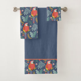 Blaues Parrot Land tropisches Muster Badhandtuch Set