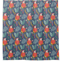 Blaues Parrot Land tropisches Muster Duschvorhang