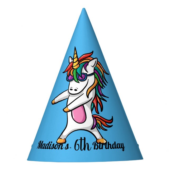 Blaues Party wie ein Einhorn Geburtstag Partyhütchen (Vorderseite)