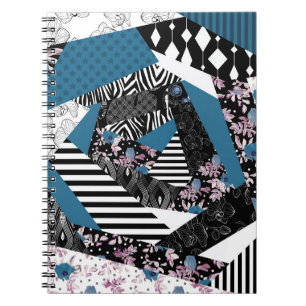 Blaues Patchwork, beliebt, Patchwork, Folk, rustik Notizblock