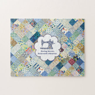 Blaues Patchwork Quilt Puzzle