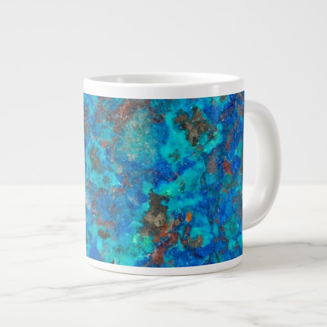 Blaues patteriertes Shattuckit Jumbo-Tasse (Vorderseite Rechts)