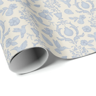Blaues Perfect Pear French Country-Brautbad Geschenkpapier