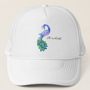 Blaues Pfau-Aquarell Truckerkappe