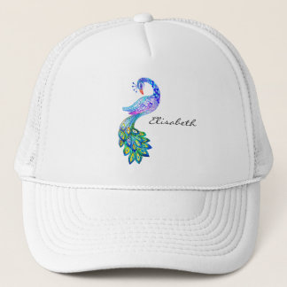 Blaues Pfau-Aquarell Truckerkappe