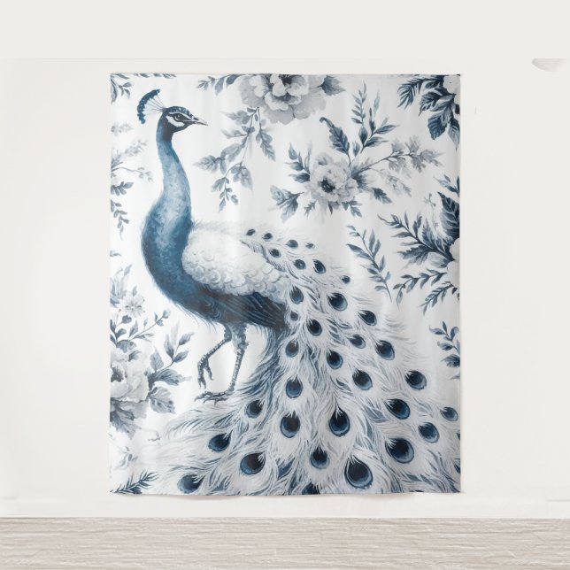 Blaues Pfau Vintag Wandteppich (Vorderseite)