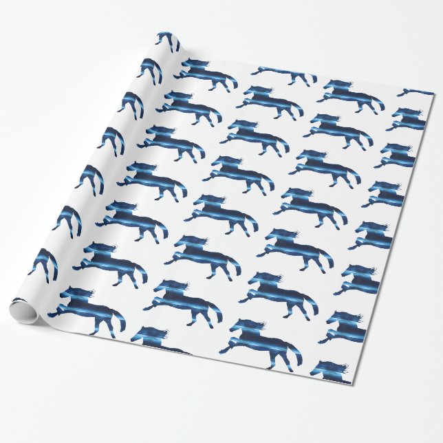 Blaues Pferd Geschenkpapier (Ungerollt)