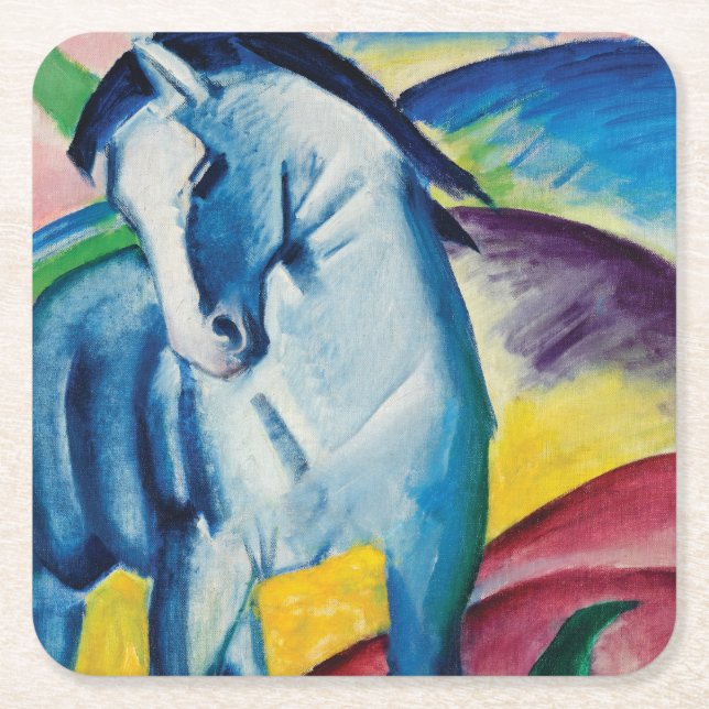 Blaues Pferd I durch Franz Marc Rechteckiger Pappuntersetzer (Vorderseite)