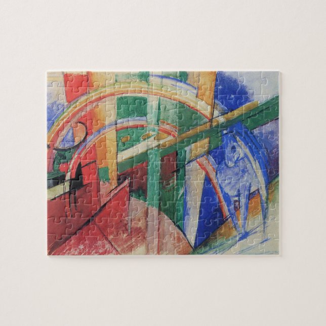 Blaues Pferd mit Regenbogen von Franz Marc (Horizontal)