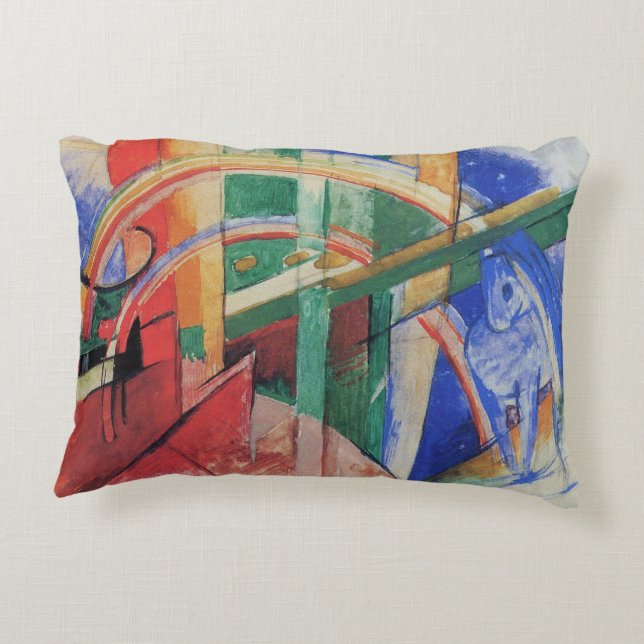 Blaues Pferd mit Regenbogen von Franz Marc Dekokissen (Rückseite)