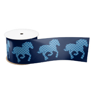 blaues Pferd Satinband