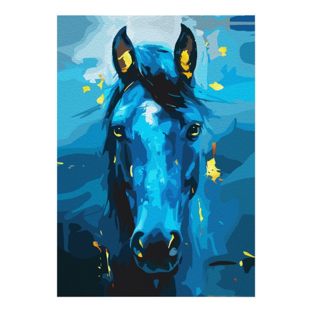 Blaues Pferd - Stärke und Eleganz Fotodruck (Vorne)