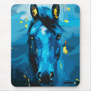 Blaues Pferd - Stärke und Eleganz Mousepad