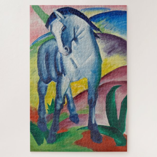 Blaues Pferd (Süße Tier) (von Marc Franz) (Vertikal)