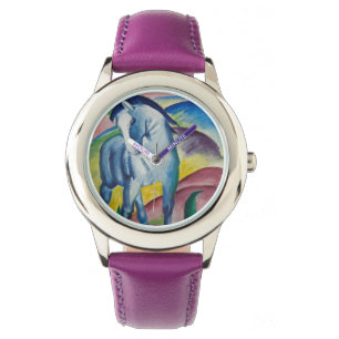 Blaues Pferd (Süße Tier) (von Marc Franz) Armbanduhr