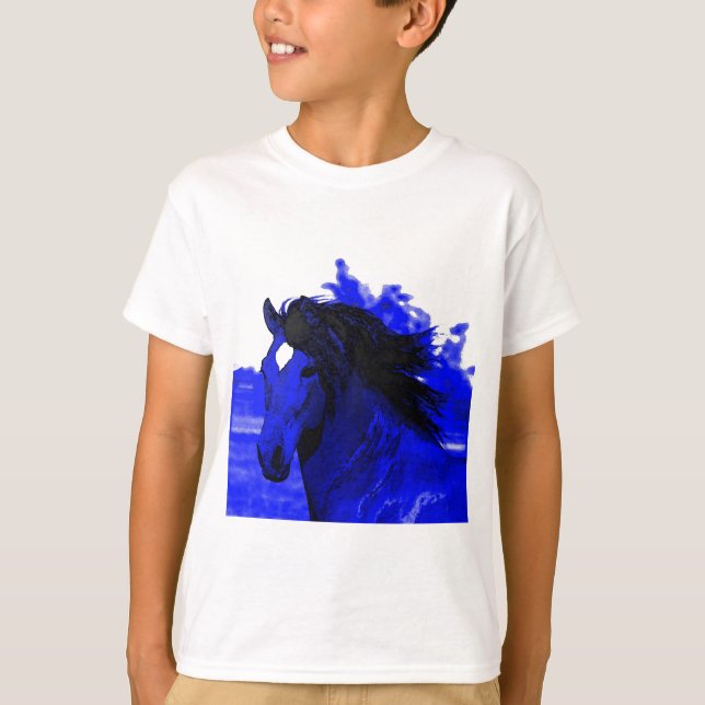 Blaues Pferd T-Shirt (Vorderseite)