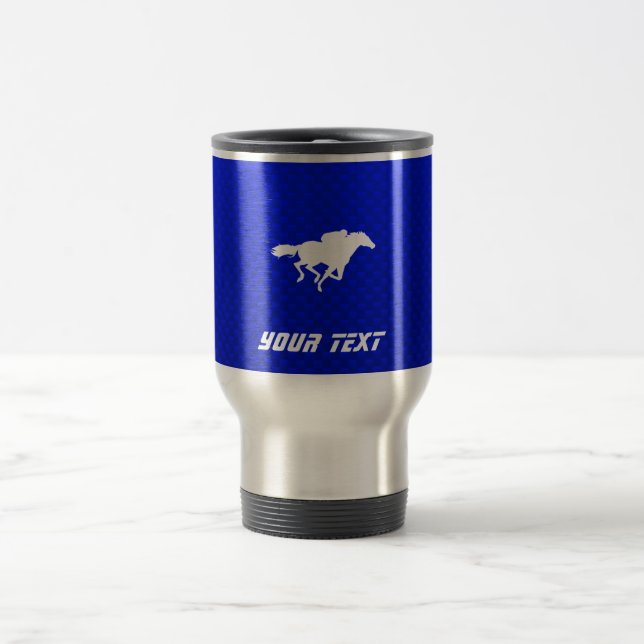 Blaues Pferderennen Reisebecher (Mittel)