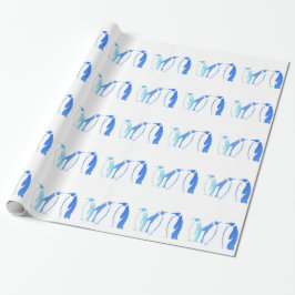 Blaues Pinguin-Trio Geschenkpapier
