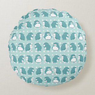 Blaues Pinguinmuster Rundes Kissen