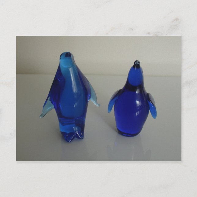 blaues Pinguinpapier Postkarte (Vorderseite)