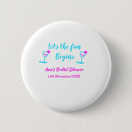 Blaues pinkfarbenes Brautparty Button