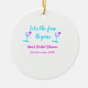 Blaues pinkfarbenes Brautparty Keramik Ornament