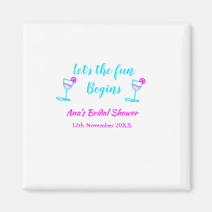 Blaues pinkfarbenes Brautparty Magnet