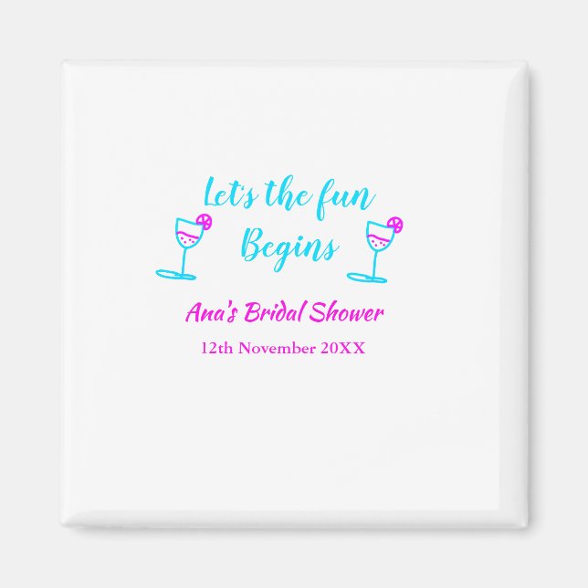 Blaues pinkfarbenes Brautparty Magnet (Vorne)