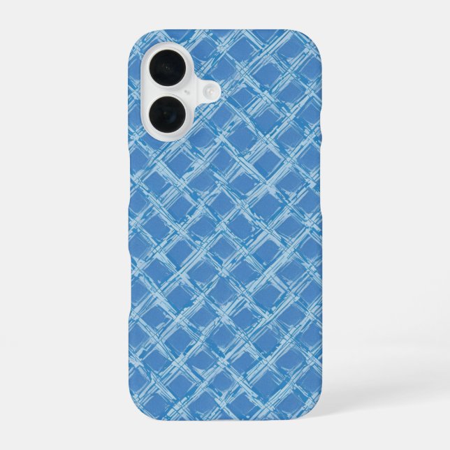 Blaues Pinselgitter iPhone 16 Hülle (Rückseite)